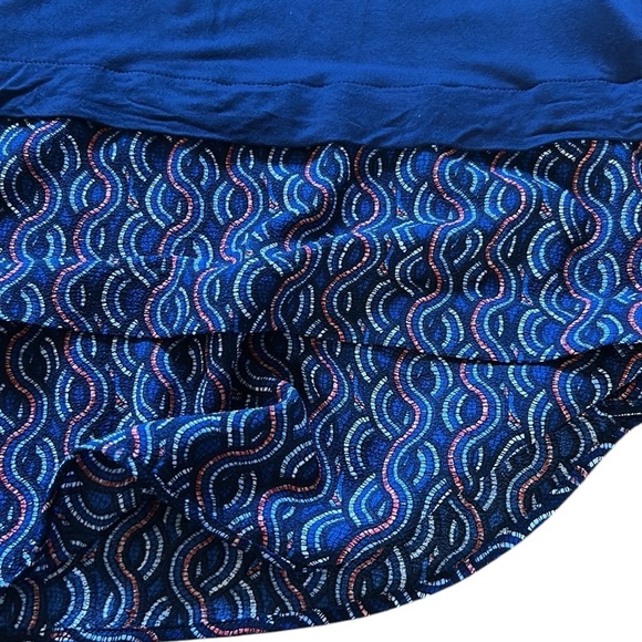 Micheal Micheal Kors XL Navy Blue Sleeveless Top ,tunic with Patterned Hem,hi-lo - Picture 10 of 13